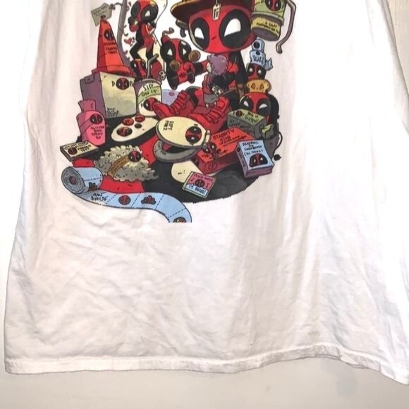 Marvel Deadpool Graphic Tee Shirt M White "Royalties Are The " 100% Cotton - Picture 6 of 7